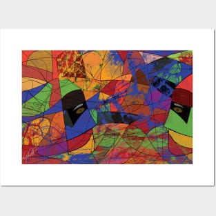 colorful abstract geometric statues Posters and Art